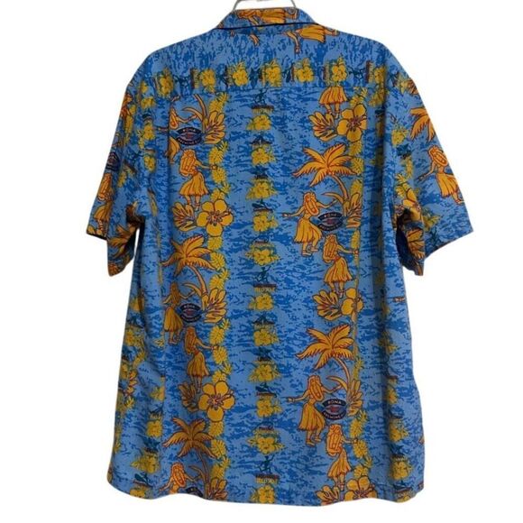 Vtg 90s UTY Apparel Hawaiian Shirt Mens XL Blue Yellow Button Front Short Sleeve - Picture 9 of 14